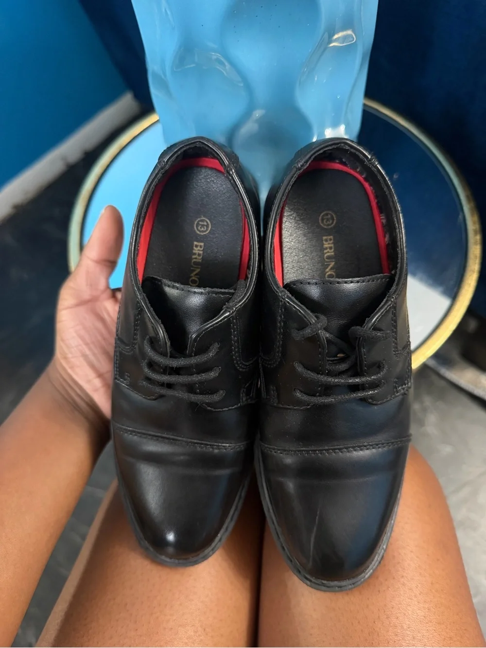 Black Leather Lace-Up Dress Shoes 13c